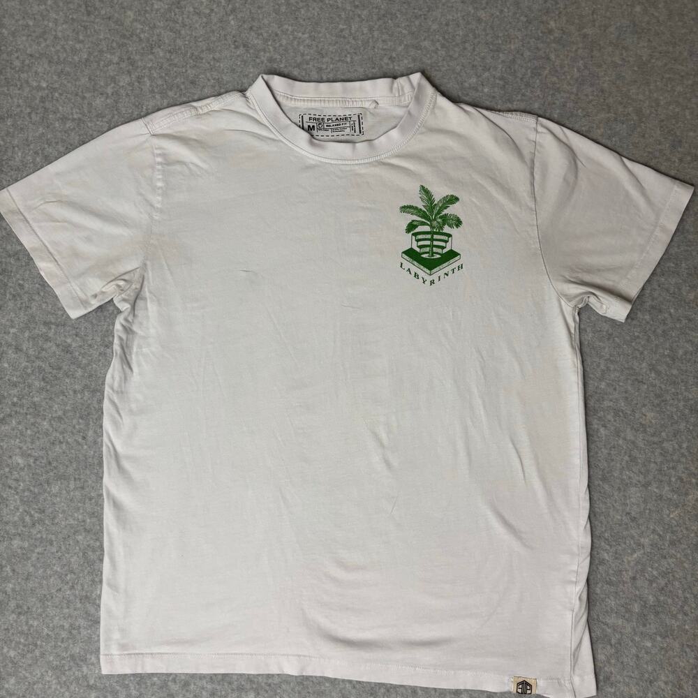 Free Planet Men's White "Labyrinth" Relaxed Cotton T-Shirt - Size M